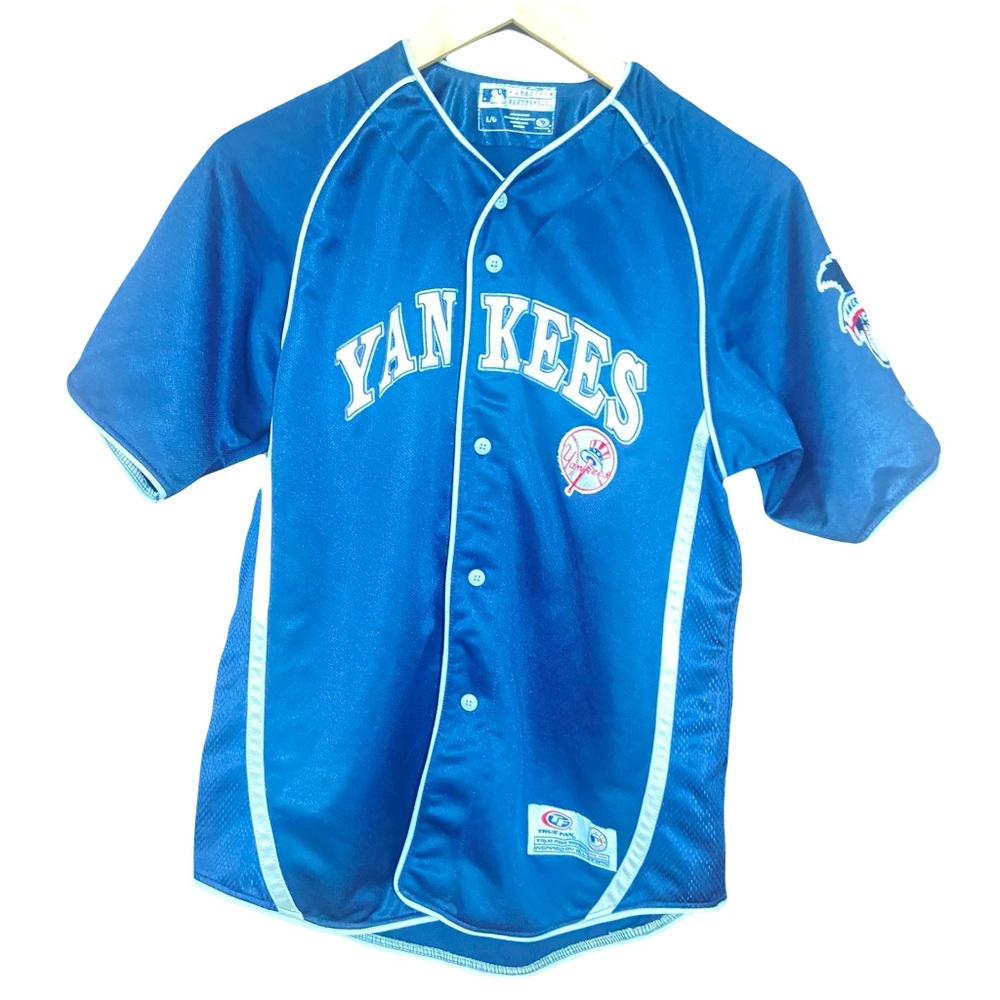 Majestic Blue and White Yankees Baseball Jersey